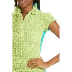 KkCo Split Popcorn lime aqua Polo top size XS